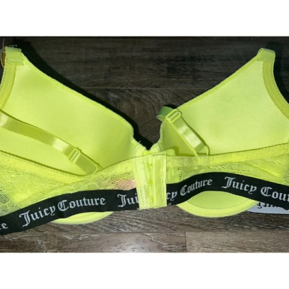 Juicy Couture Womens T-Shirt Bra Neon Yellow Lace lightlu padded- 40D